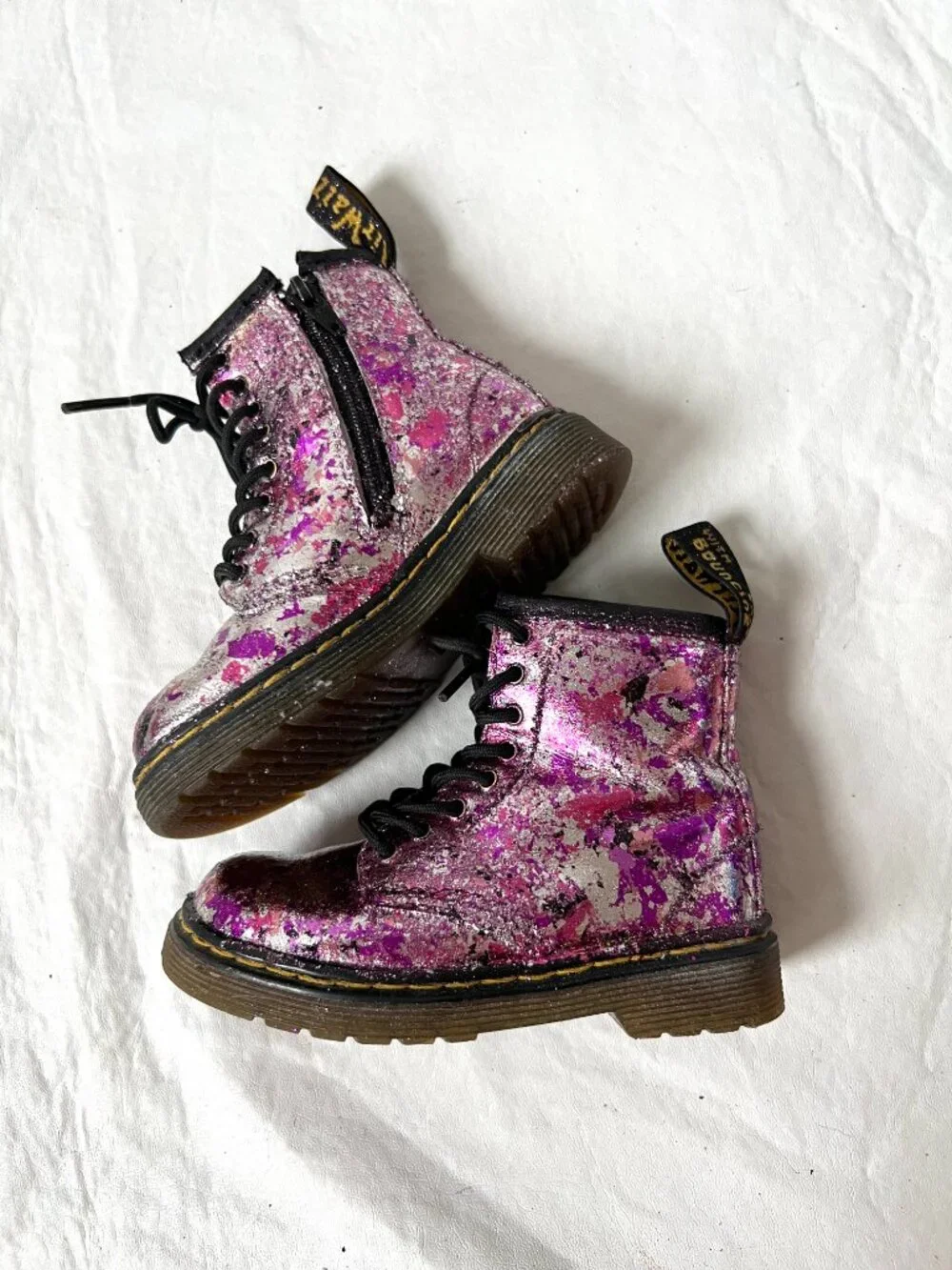 Dr Martens Boots 1460 T metallic purple pink leather toddler baby size 7 zip up